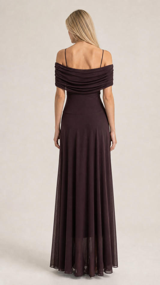 Women's Mesh Splicing Slim-Fit Long Dress