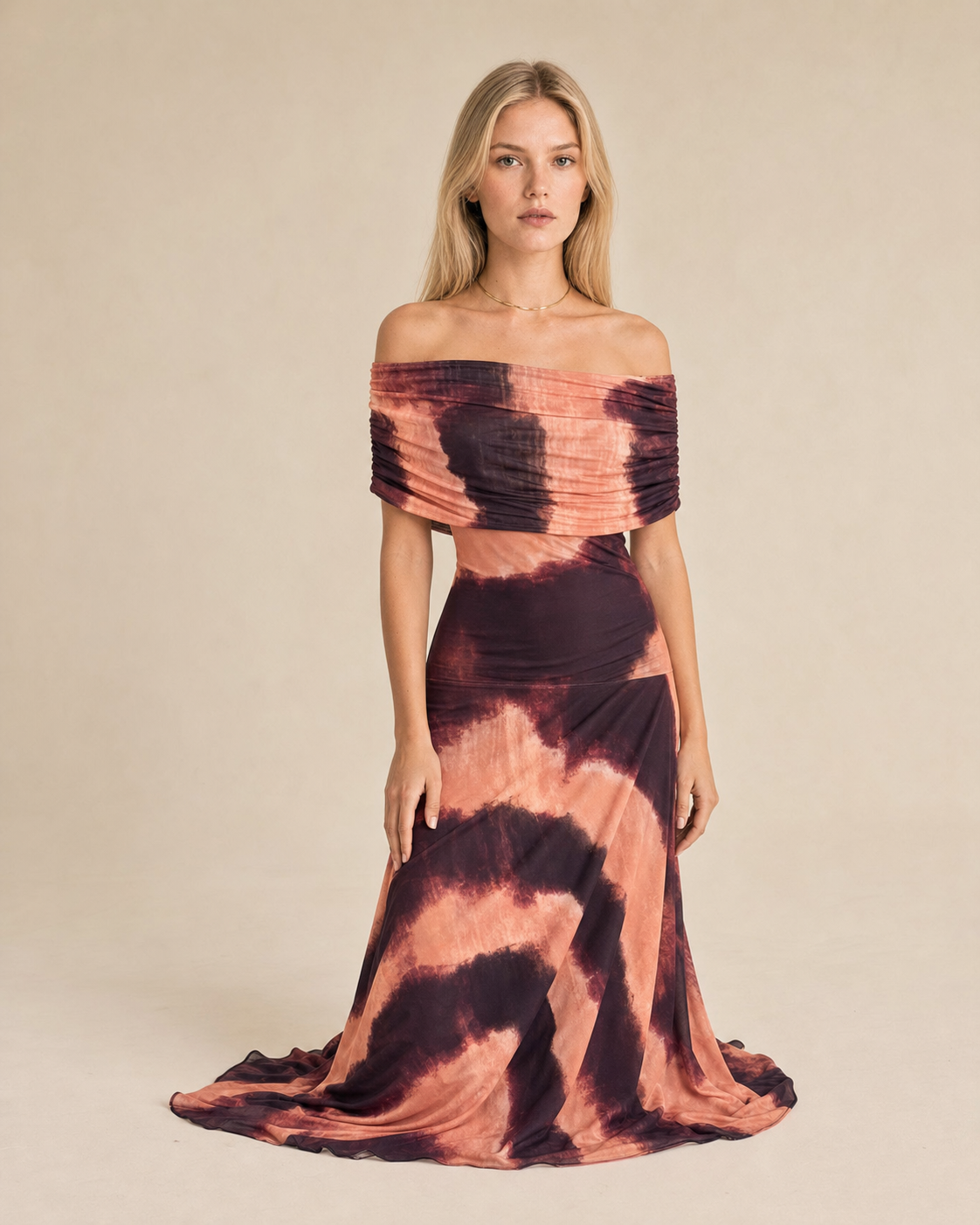 Women's Mesh Splicing Slim-Fit Long Dress