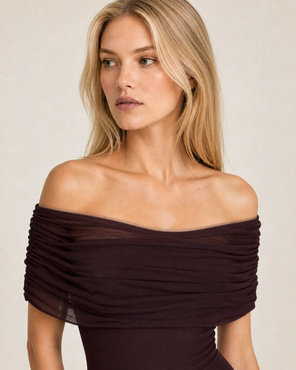 Women's Mesh Splicing Slim-Fit Long Dress
