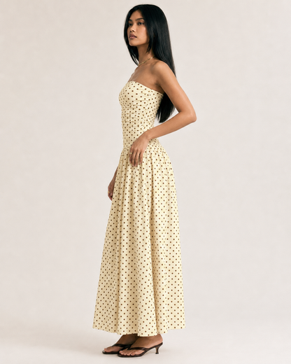 Polka Dot High Neck Sleeveless Long Dress