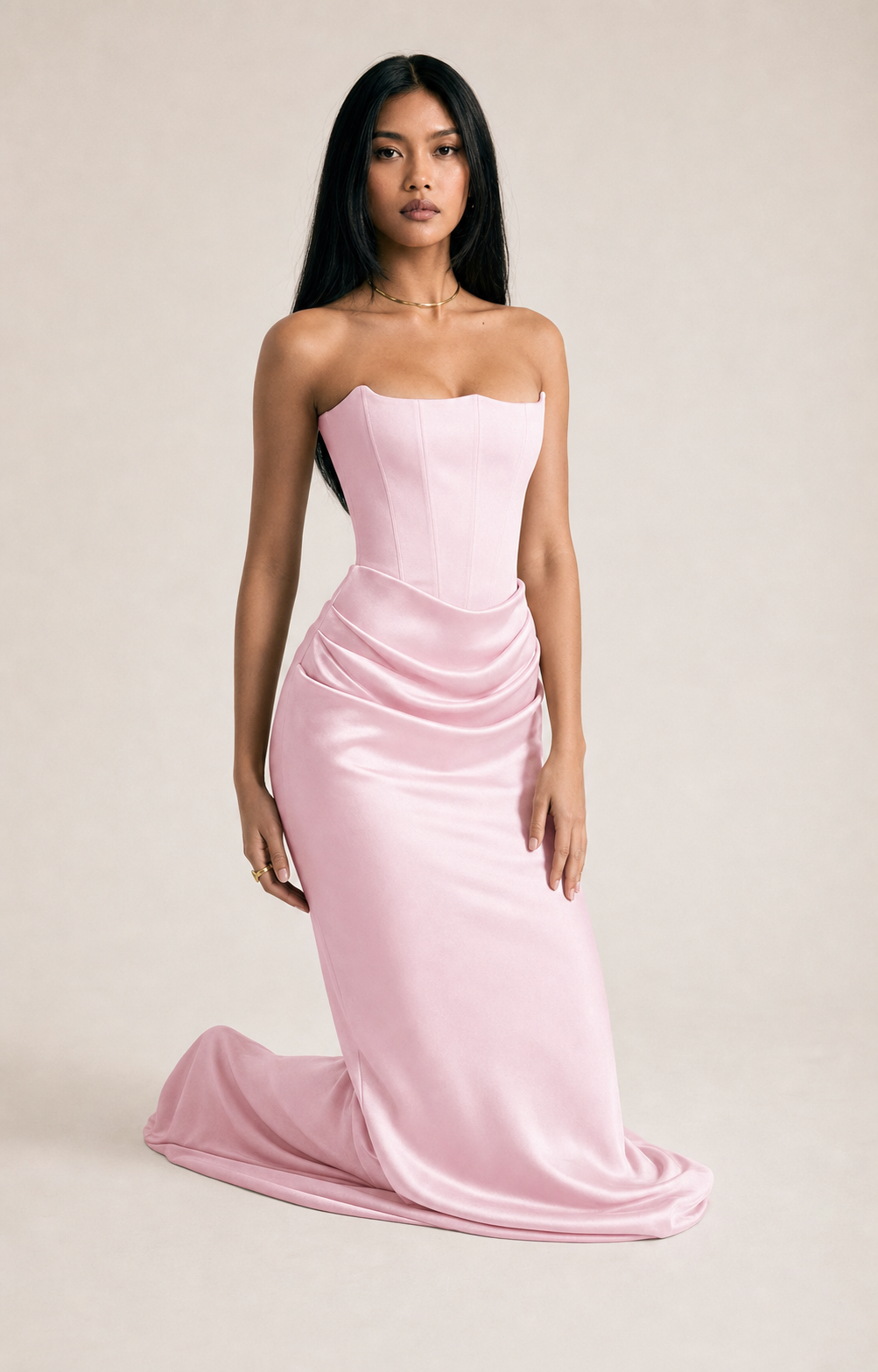 One Shoulder Pleated Bodysuit Dress