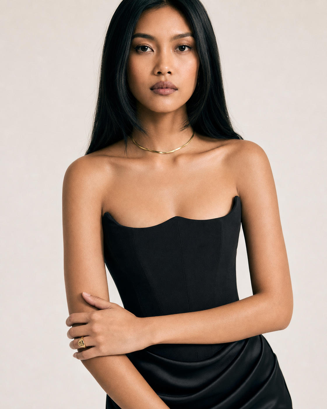 One Shoulder Pleated Bodysuit Dress