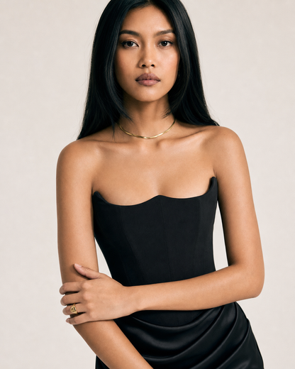 One Shoulder Pleated Bodysuit Dress