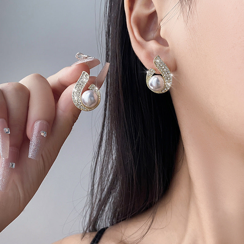 Pearl Drop Circle Silver Earrings